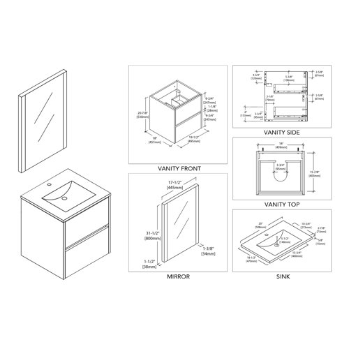 Orren Ellis Oquendo 20" WallMounted Single Bathroom Vanity Set with